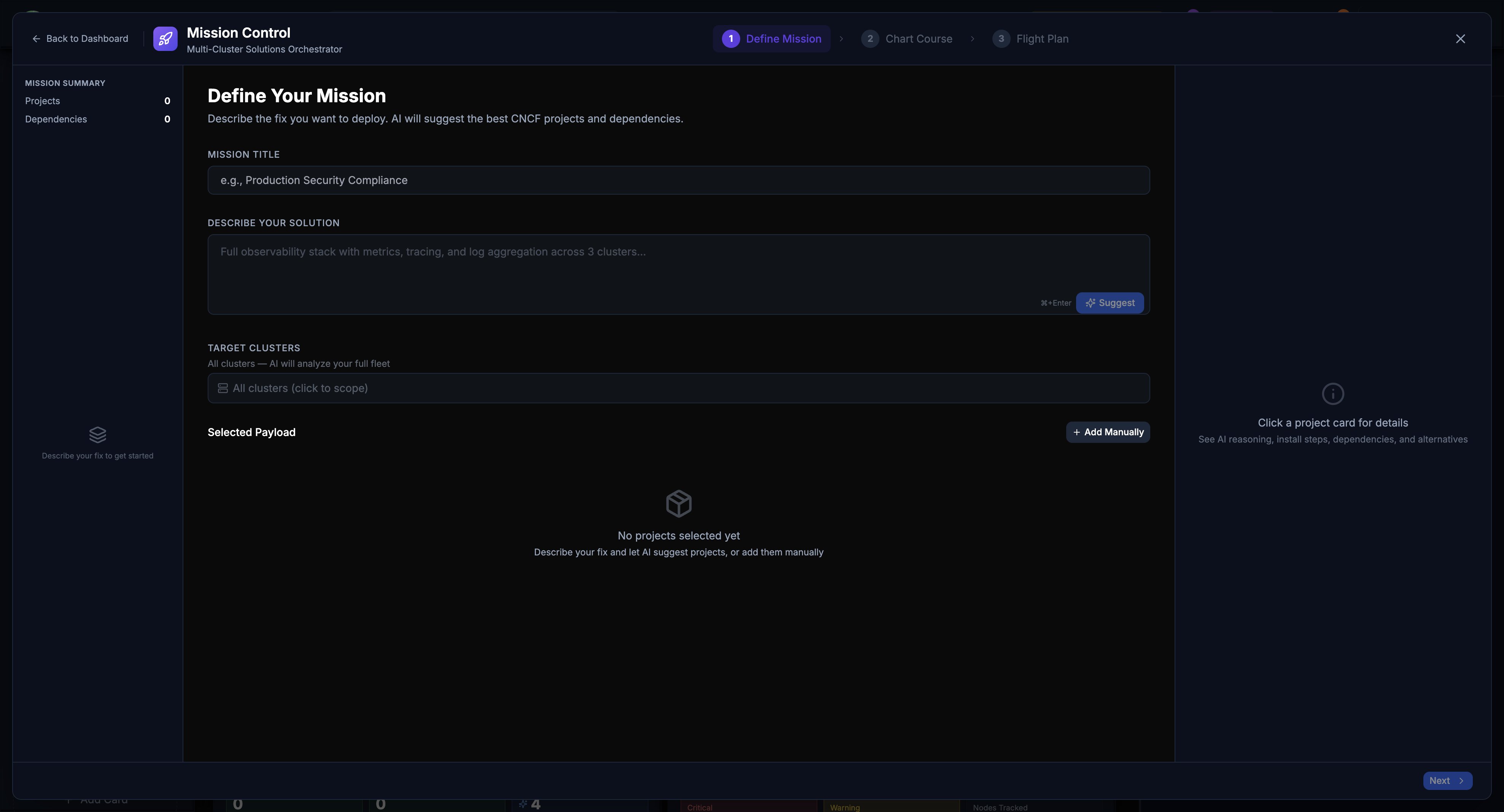 Mission Control Cluster Selector