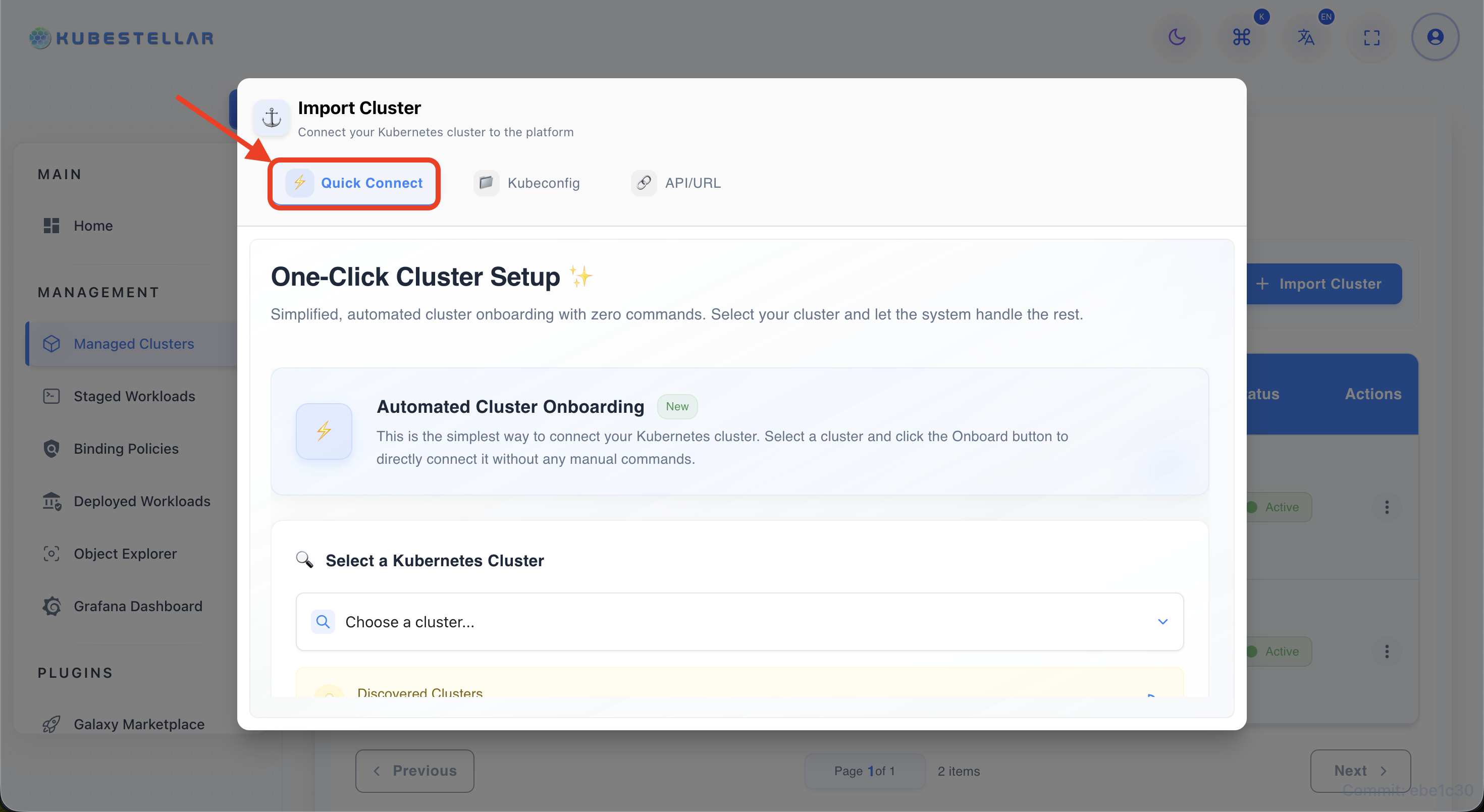 Step 3 — Quick Connect tab